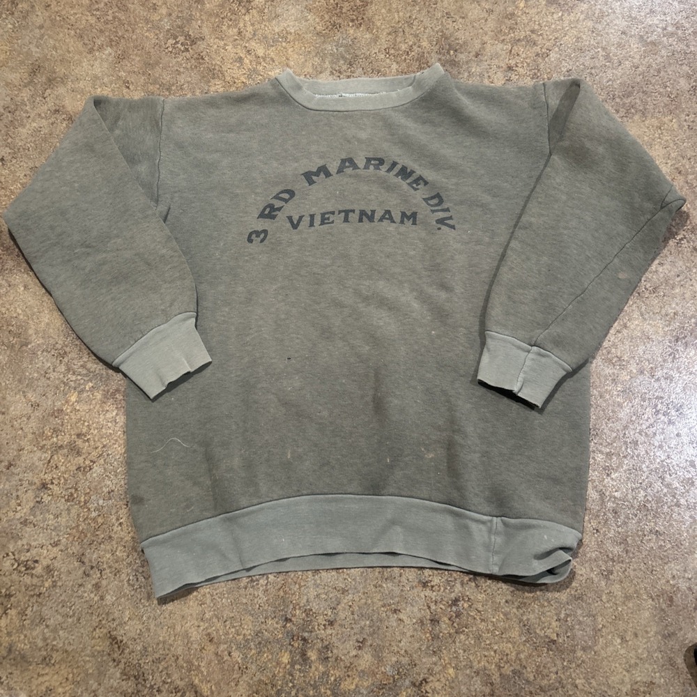 VTG 60's Vietnam War 3rd Marine Division USMC Crewneck Sweatshirt Small